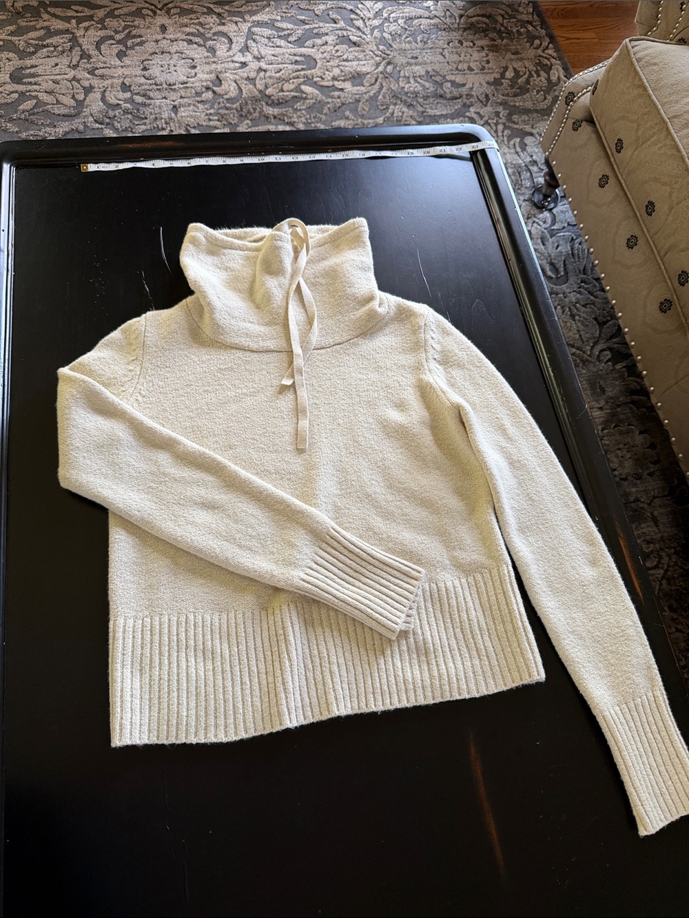Cabi Soft Knit Cream Funnel Neck Sweater#4603
